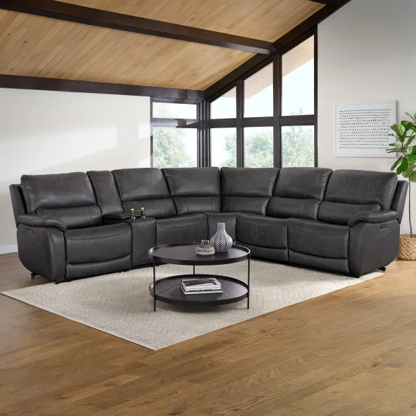Wylder Leather Power Reclining Sectional with Power Headrests